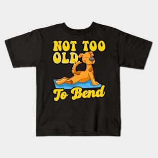 Not too Old To Bend Funny Yoga Dog on Yoga Mat Cute Dog Kids T-Shirt